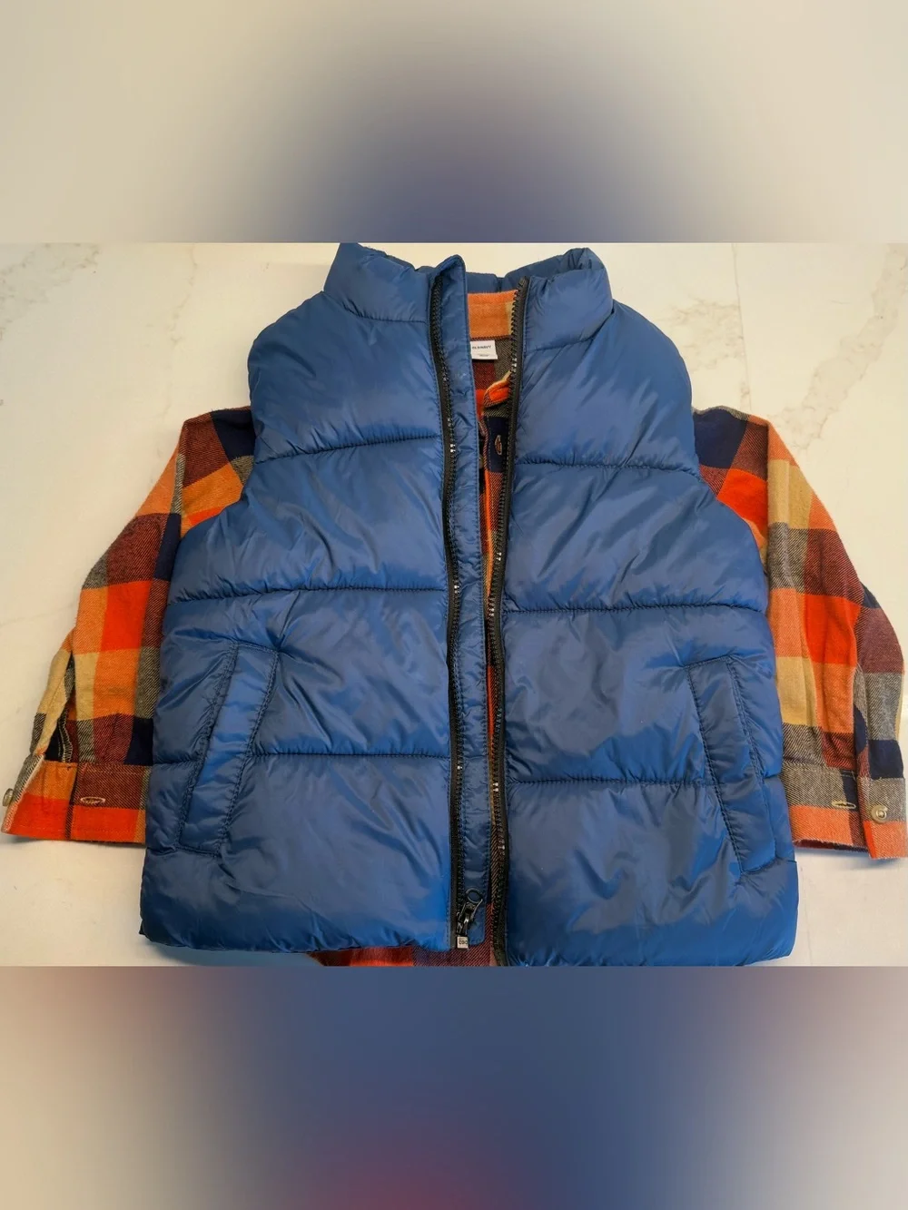 Old Navy Boys Blue Puffer Vest Fleece Lined Size 6-7 S